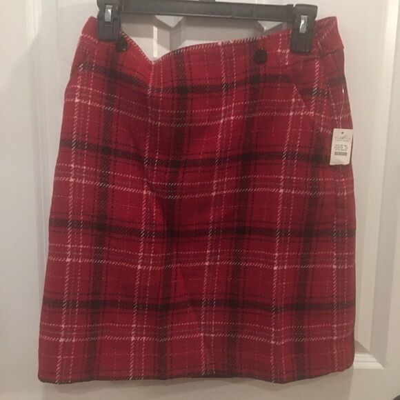 Talbots size 6 petite red plaid wool skirt - Picture 1 of 5